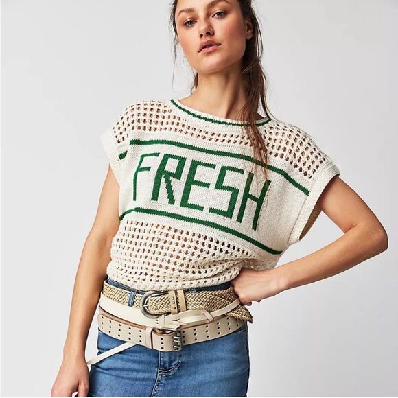 Mother Be Square “Fresh” Boho Crochet Open Knit Pullover Sweater Top Size Small - Picture 12 of 15